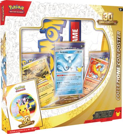 Pokemon 30mo anniversario  Poster + 3 Carte Olo + 3 Buste