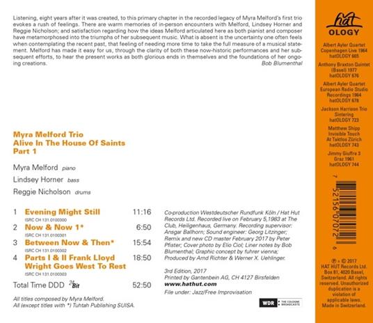 Alive in the House of Saints part 1 - CD Audio di Myra Melford - 2