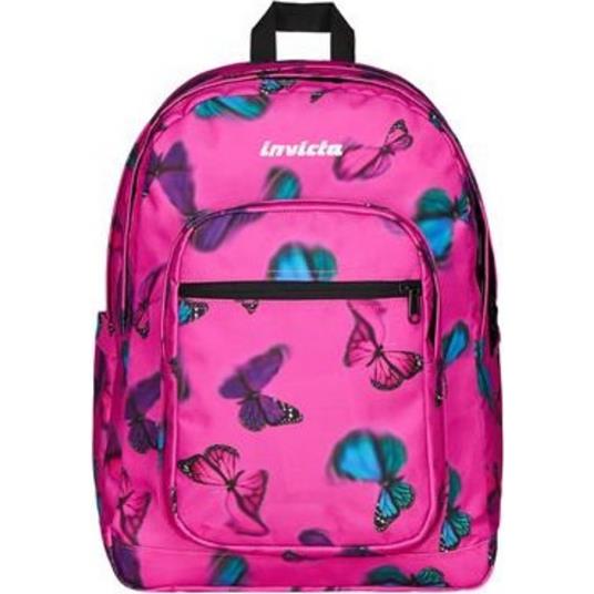 Zaino Jelek Fantasy Grs Invicta Backpack, Rosa con farfalle 32 x 43 x 25 cm