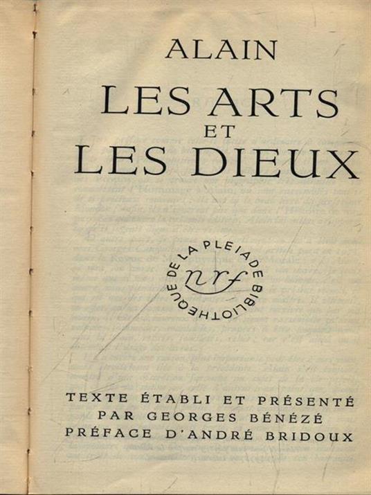 Les arts et les dieux - Alain - copertina