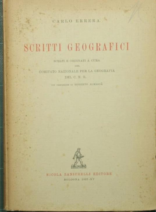 Scritti geografici - Carlo Errera - copertina