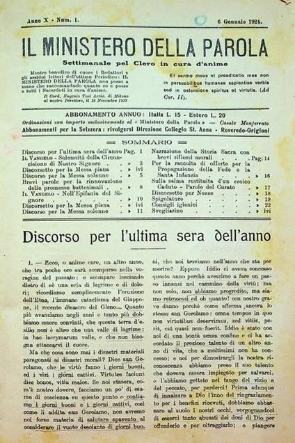 Il ministero della parola: settimanale pel Clero in cura d’anime: Anno X (1924): ANNATA COMPLETA LEGATA IN VOLUME - copertina