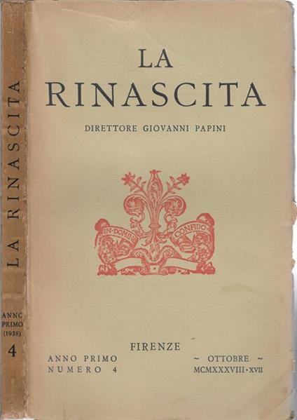 La Rinascita. Rivista del Centro Nazionale di Studi sul Rinascimento - Giovanni Papini - copertina