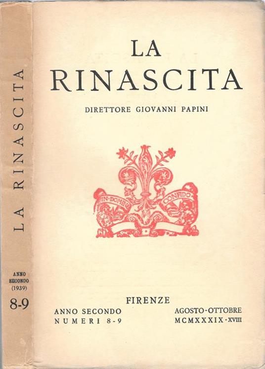 La Rinascita. Rivista del Centro Nazionale di Studi sul Rinascimento - Giovanni Papini - copertina