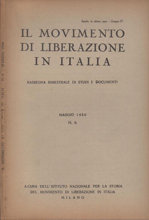 Il movimento di liberazione in Italia. Rassegna bimestrale di studi e documenti - copertina