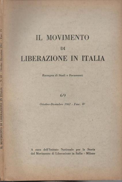 Il movimento di liberazione in Italia. Rassegna di studi e Documenti - copertina