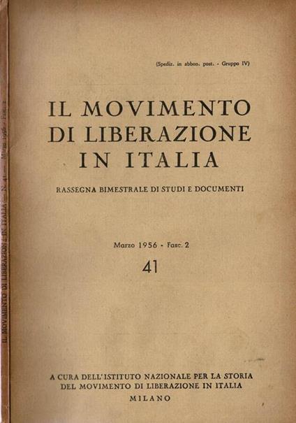 Il Movimento di Liberazione in Italia - 1956, n. 41 - copertina