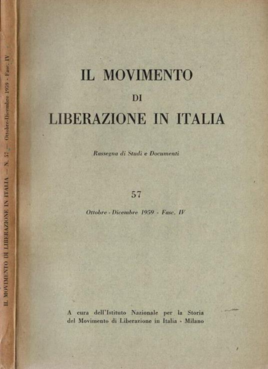 Il Movimento di Liberazione in Italia - 1959, n. 57 - copertina