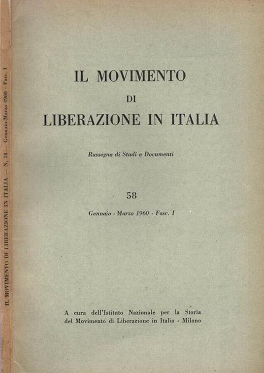 Il Movimento di Liberazione in Italia - 1960, n. 58 - copertina