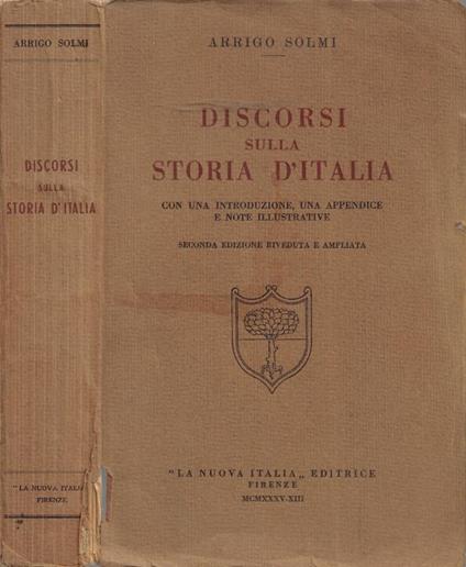 Discorsi sulla Storia d'Italia - Arrigo Solmi - copertina
