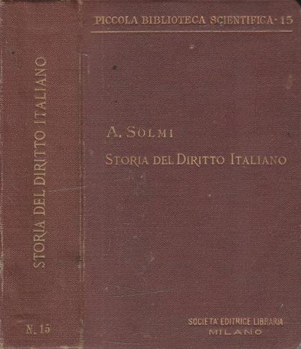 Storia del diritto italiano - Arrigo Solmi - copertina