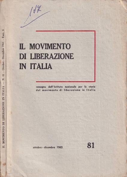 Il movimento di liberazione in Italia, n. 81, 1965 - copertina