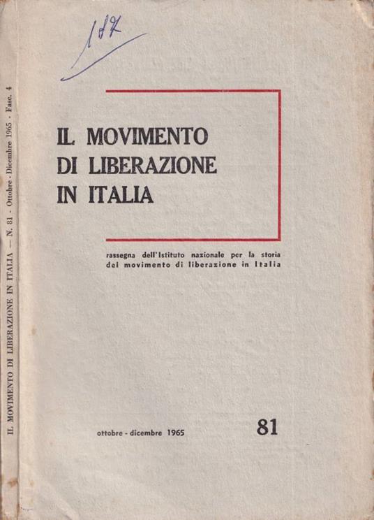 Il movimento di liberazione in Italia, n. 81, 1965 - copertina
