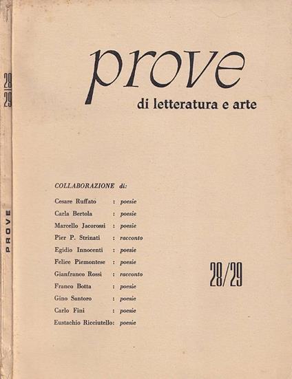 Prove di letteratura e arte, anno 5°, n. 28-29, 1965 - copertina
