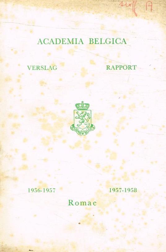 Academia belgica. Verslag 1956-1957, 1957-1958 - copertina