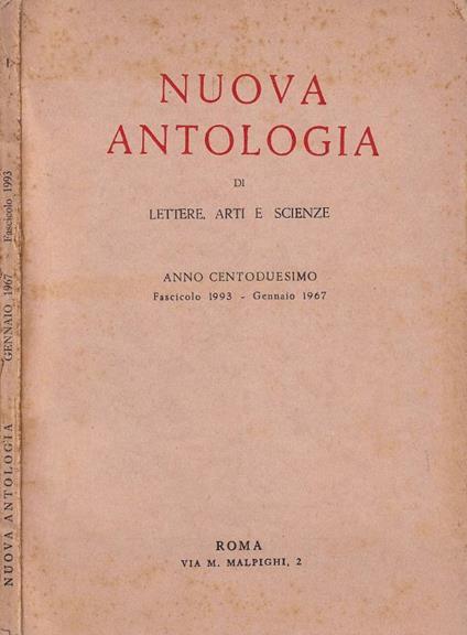 Nuova antologia di lettere, arti e scienze, anno 102, fasc - copertina