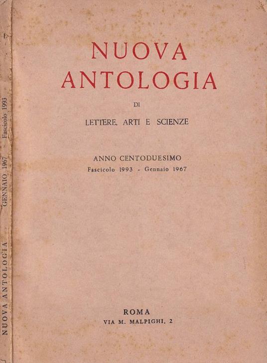 Nuova antologia di lettere, arti e scienze, anno 102, fasc - copertina