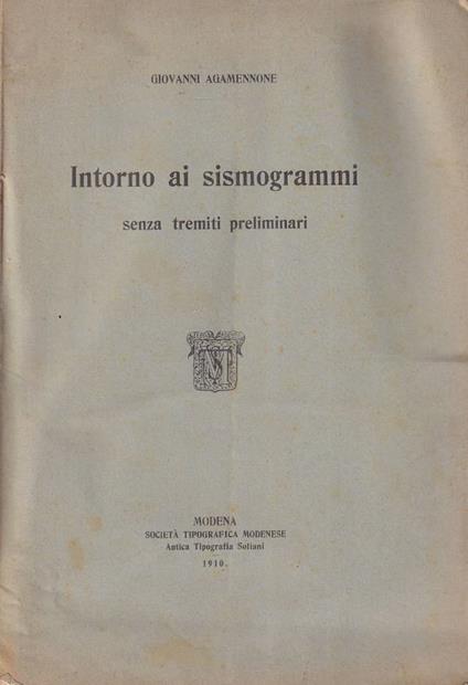 Intorno ai sismogrammi - copertina