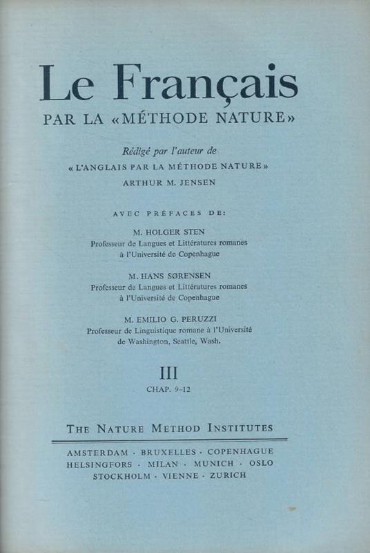 Le Francais par la méthode nature III Anno 1956 - copertina