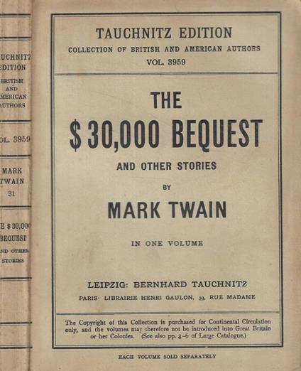 The $30,000 bequest and other stories - Mark Twain - copertina