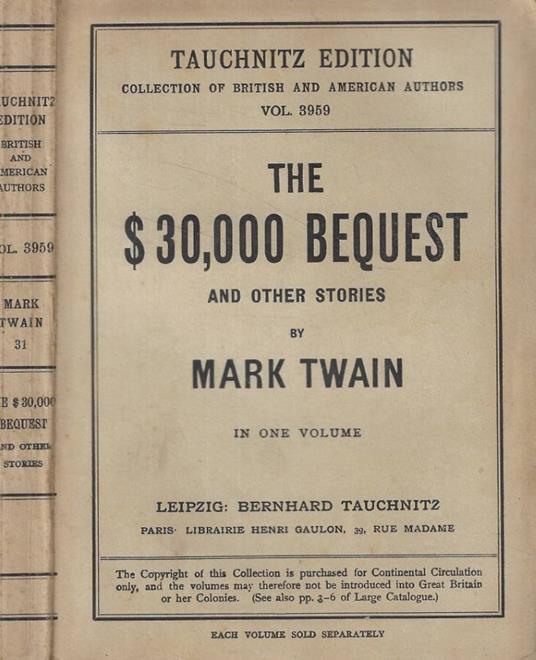 The $30,000 bequest and other stories - Mark Twain - copertina
