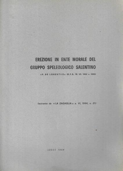 Erezione in ente morale del Gruppo Speleologico Salentino - copertina