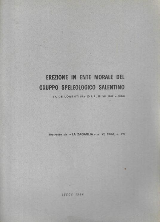 Erezione in ente morale del Gruppo Speleologico Salentino - copertina