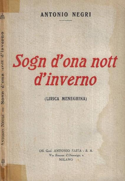 Sogn d'ona nott d'inverno - Antonio Negri - copertina