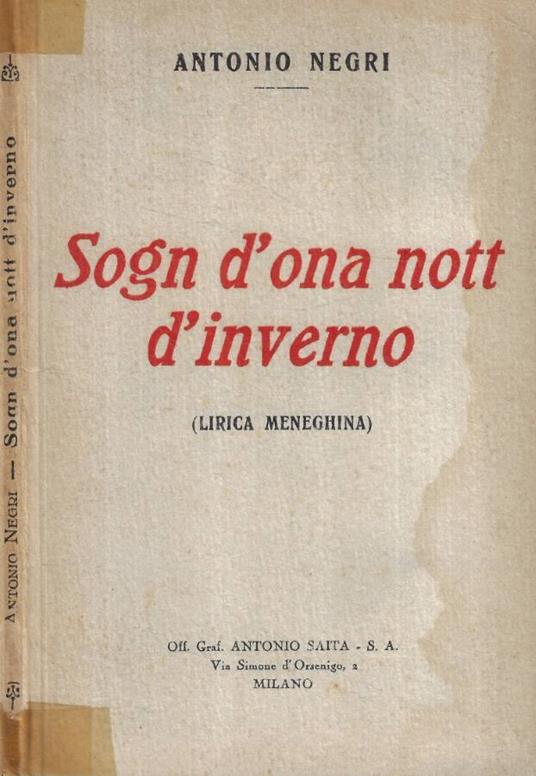 Sogn d'ona nott d'inverno - Antonio Negri - copertina