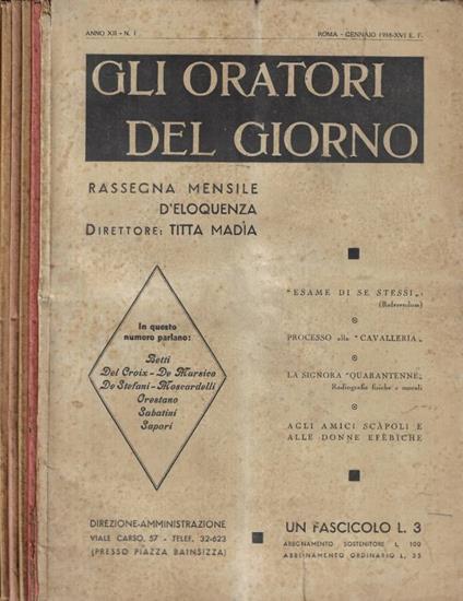 Gli oratori del giorno dal n. 1 al n. 6 Anno 1938 - copertina