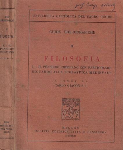 Filosofia 3.- Il pensiero cristiano con particolare riguardo - copertina
