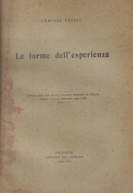 Le forme dell'esperienza - Erminio Troilo - copertina
