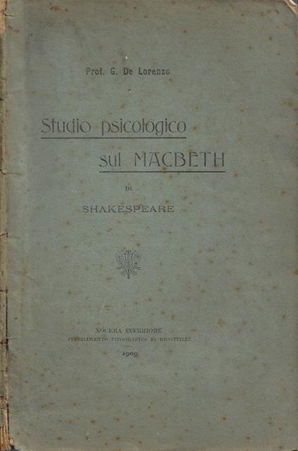 Studio psicologico sul Macbeth di Shakespeare - copertina