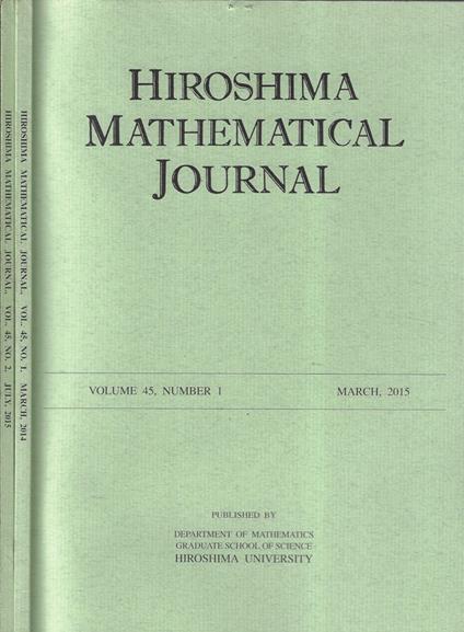 Hiroshima mathematical journal Volume 45 N. 1, 2 2015 - copertina