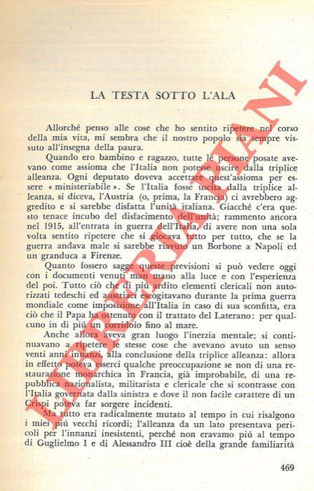 La testa sotto l'ala - Arturo Carlo Jemolo - copertina