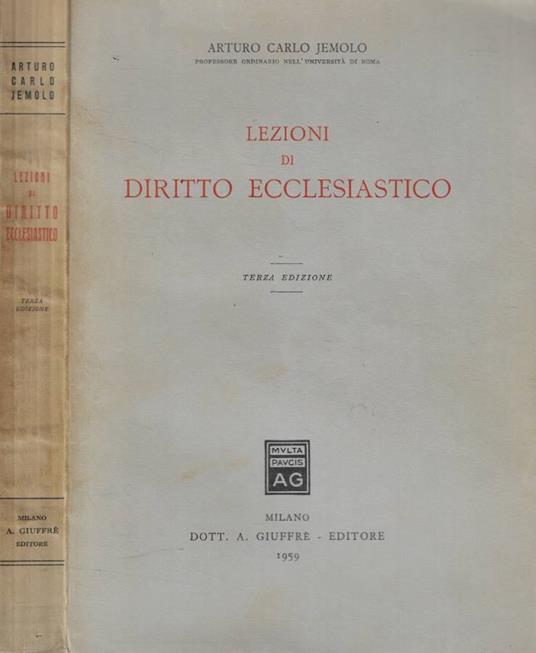 Lezioni di diritto ecclesiastico - Arturo Carlo Jemolo - copertina