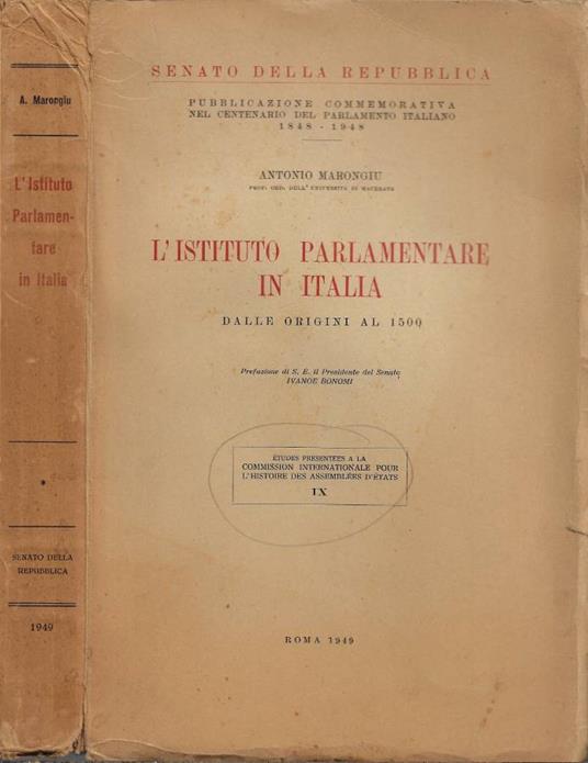 L' Istituto Parlamentare in Italia: dalle origini al 1500 - copertina