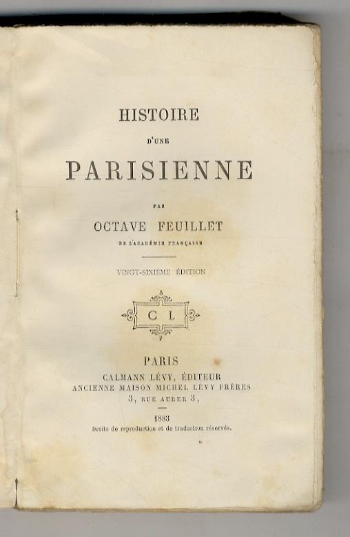 Histoire d'une parisienne. 26ème édition - Octave Feuillet - copertina