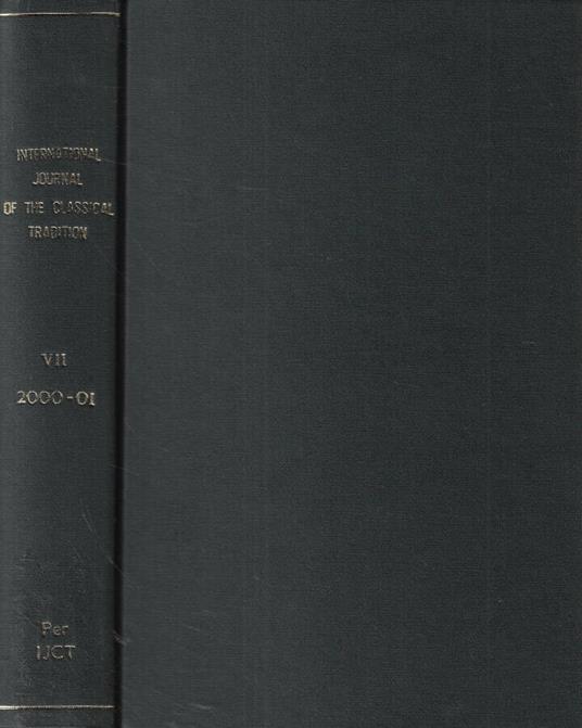 International journal of the classical tradition Vol. 7 Anno 2000-01 - copertina