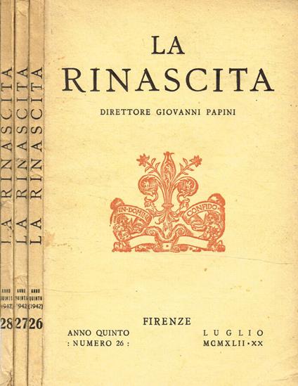 La Rinascita. Anno V, n.26, 27, 28, luglio-settembre-novembre 1942 - copertina