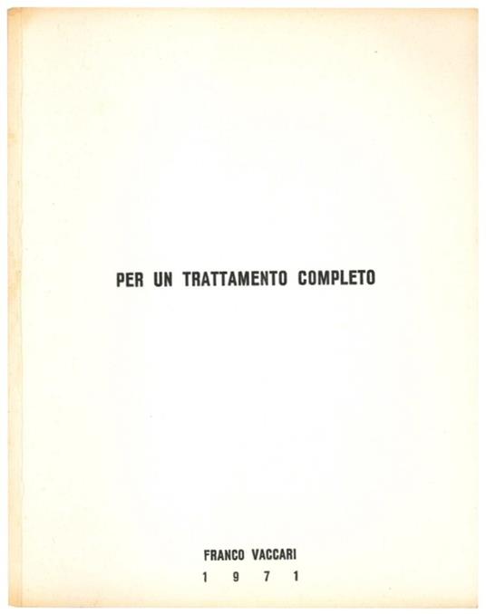Per un trattamento completo - Franco Vaccari - copertina