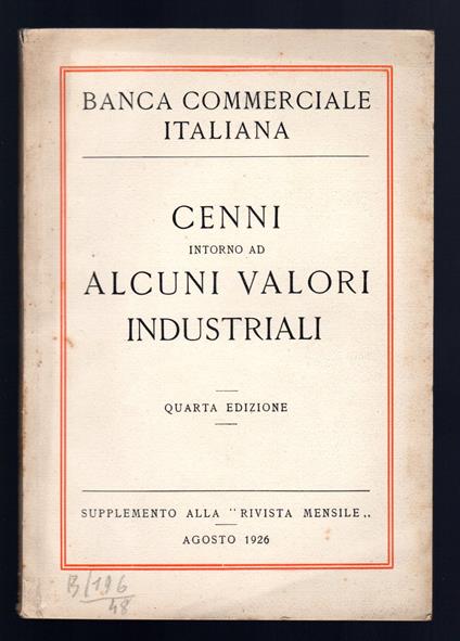 Cenni intorno ad alcuni valori industriali - copertina