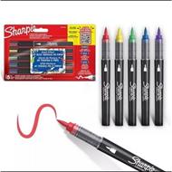 Penne per pittura acrilica. Pennarelli a base d'acqua con punta a pennello. Inchiostro senza sbavature. Colori assortiti, 5 pz