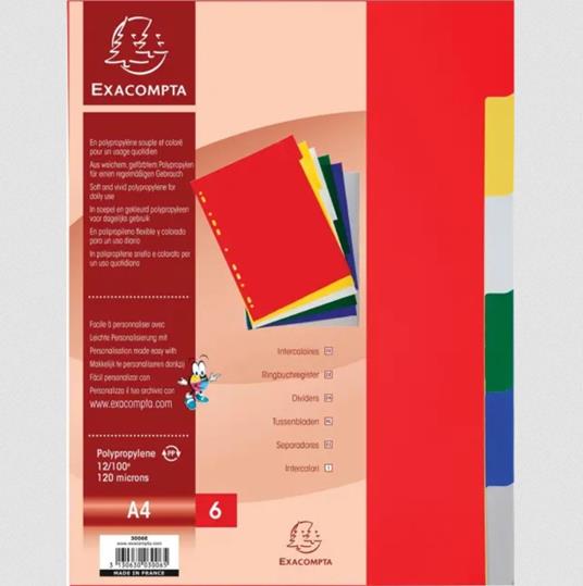 Divisorio in PPL Exacompta a 6 Tacche A4