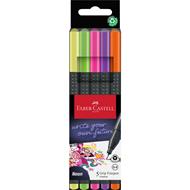 Astuccio in cartone con 5 Grip Finepen Neon (giallo, verde, rosa, viola, arancione)
