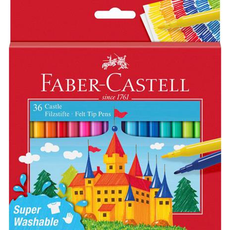 Astuccio in cartone con 36 pennarelli Castello superlavabili, punta fine