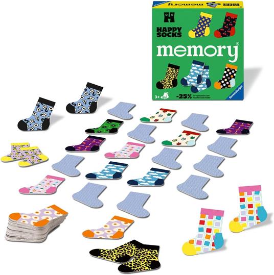 Ravensburger - Memory® Happy Socks, Gioco Da Tavolo, 3 Anni o più, 64 carte, 2 a 8 giocatori, Versione italiana - 3