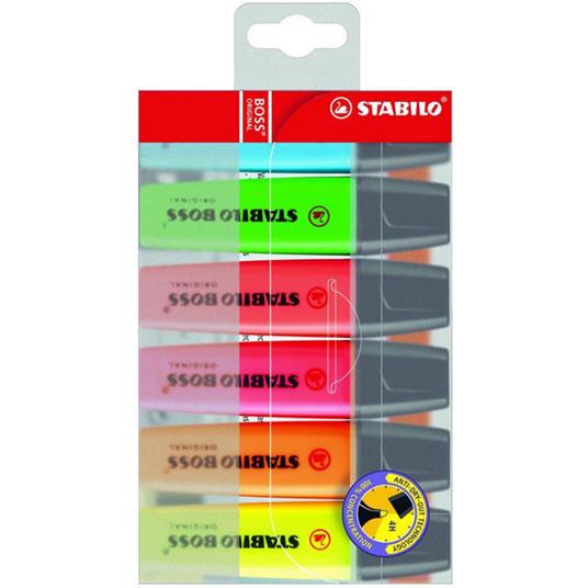 Evidenziatore - STABILO BOSS ORIGINAL - Astuccio da 6 - Colori assortiti