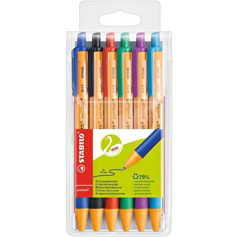 Penna a sfera Ecosostenibile - STABILO pointball - CO2 neutral - Astuccio da 6 - Colori assortiti