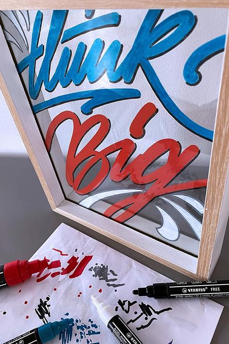 Marker acrilico - STABILO FREE Acrylic - T800C Punta a scalpello 4-10mm - Confezione da 5 - Giallo - 4